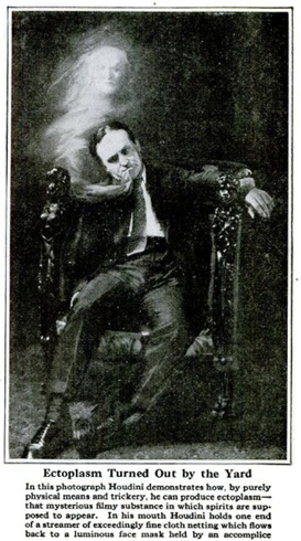 Houdini mempraktekan proses pemalsuan ektoplasma
