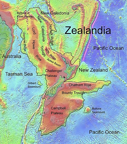Peta topografi Zealandia