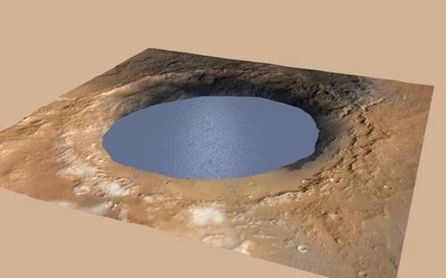sketsa kawah gale di Mars